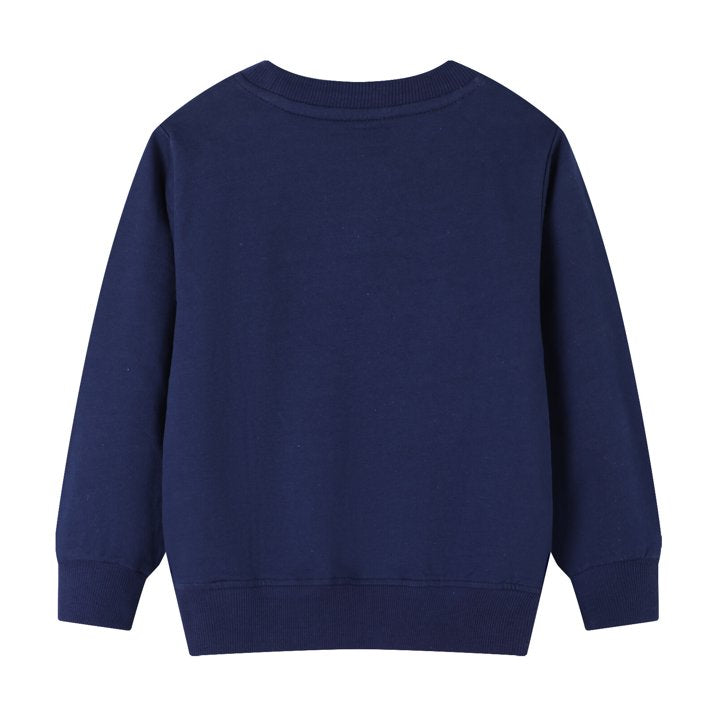 HILEELANG Toddler Girl Sweatshirts Navy Butterfly Printed Cotton Casual Crew Neck Long Sleeve Tops Shirt