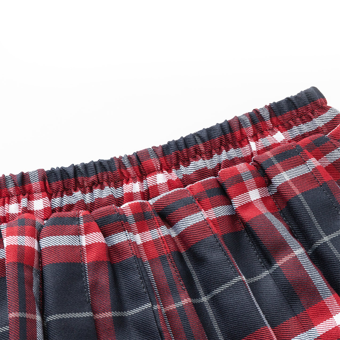 HILEELANG Little Girl School Uniform Pleated Scooter Skirt With Under Shorts Wine Black Red Plaid Elastic Waist Skirt