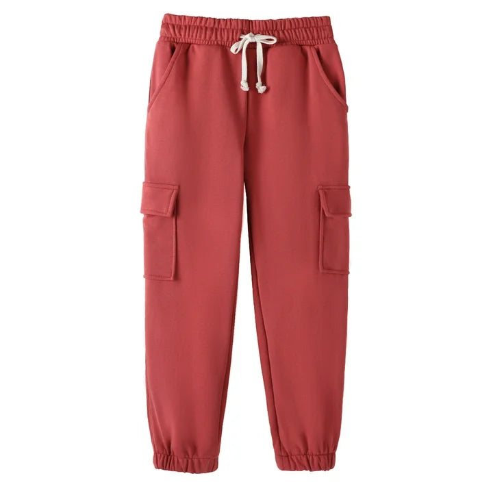 HILEELANG 3-Pack Boys' Sweatpants 5-15 Years Deep Blue/Rust Red/Dark Green Cotton Blend Kids Fall Winter Joggers