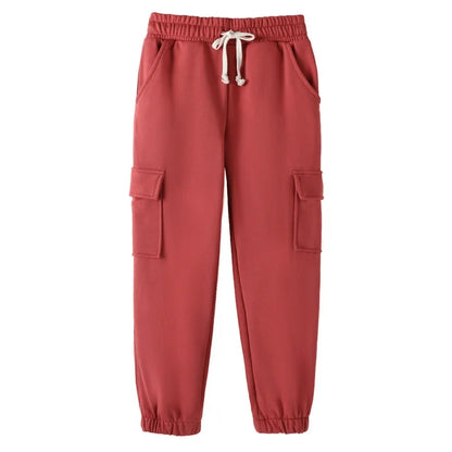 HILEELANG 3-Pack Boys' Sweatpants 5-15 Years Deep Blue/Rust Red/Dark Green Cotton Blend Kids Fall Winter Joggers