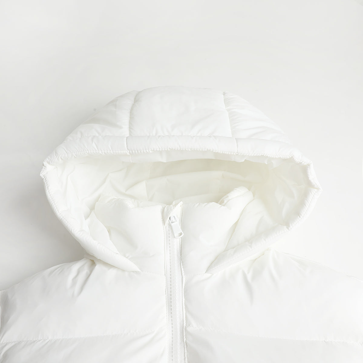 HILEELANG 6-16Y Girls Off-White Outerwear Coat, Hooded Short Puffer Jacket for Winter