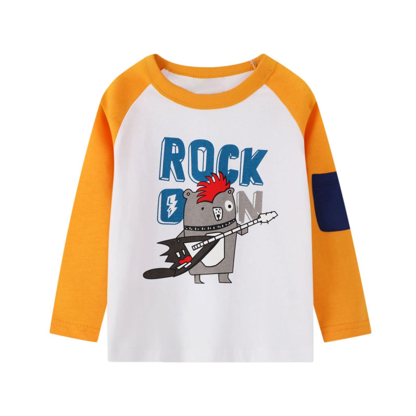 HILEELANG Toddler Boys Long-Sleeve T-Shirts Raglan Pocket Crewneck Cotton Cartoon Christmas Active Tops Tees 3 Pack 2T