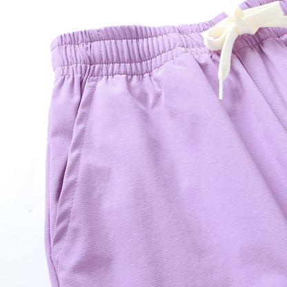 HILEELANG Kids Girl Quick-Dry Cargo Pants Lightweight 4-Way Stretch Outdoor Joggers for Girls Lavender