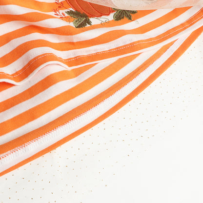 HILEELANG  Girls Pumpkin Stripe Layered Dress 2-7Y