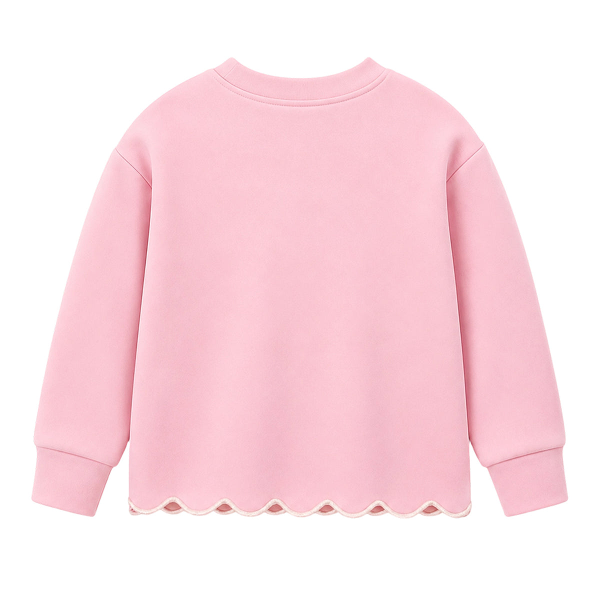 HILEELANG Girls 2-Piece Outfit Set, Bow Embroidered Sweatshirt and Flare Pants with Scalloped Trim, Pink, Ages 3Y