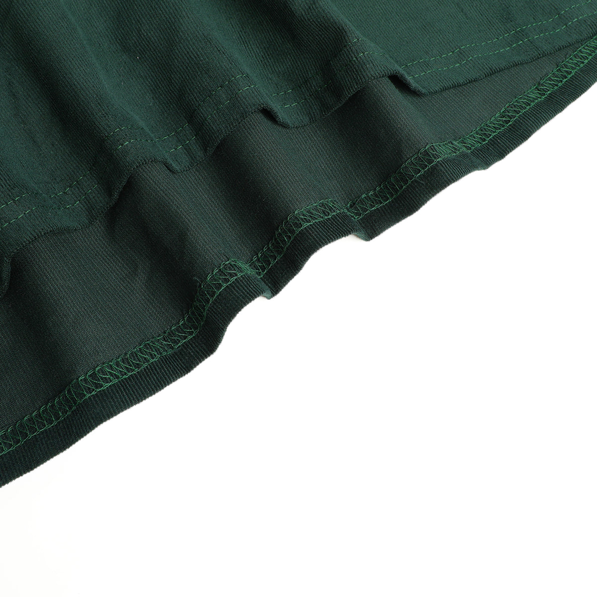 HILEELANG Toddler Girls 100% Cotton Long Sleeve Dress, Peter Pan Collar Ruffle Trim Button Front Casual Dress, Dark Green