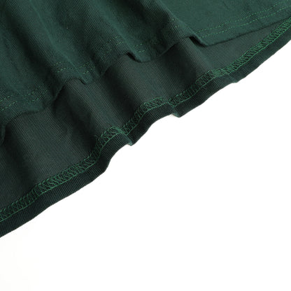 HILEELANG Toddler Girls 100% Cotton Long Sleeve Dress, Peter Pan Collar Ruffle Trim Button Front Casual Dress, Dark Green