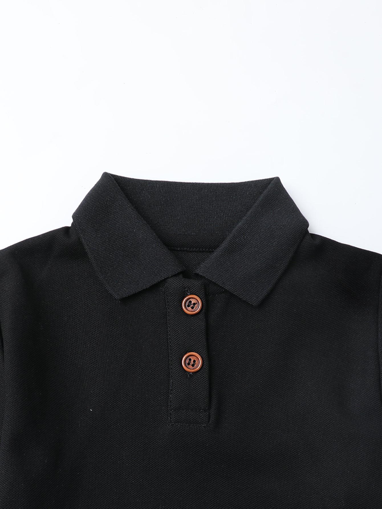 HILEELANG 4-13T Little Girls' black Short Sleeve Polo Dress with Pockets, School Uniform Casual Dress for Kids