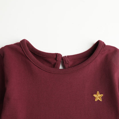 HILEELANG Toddler Deer Star Embroidery Knit Dress, Single Piece