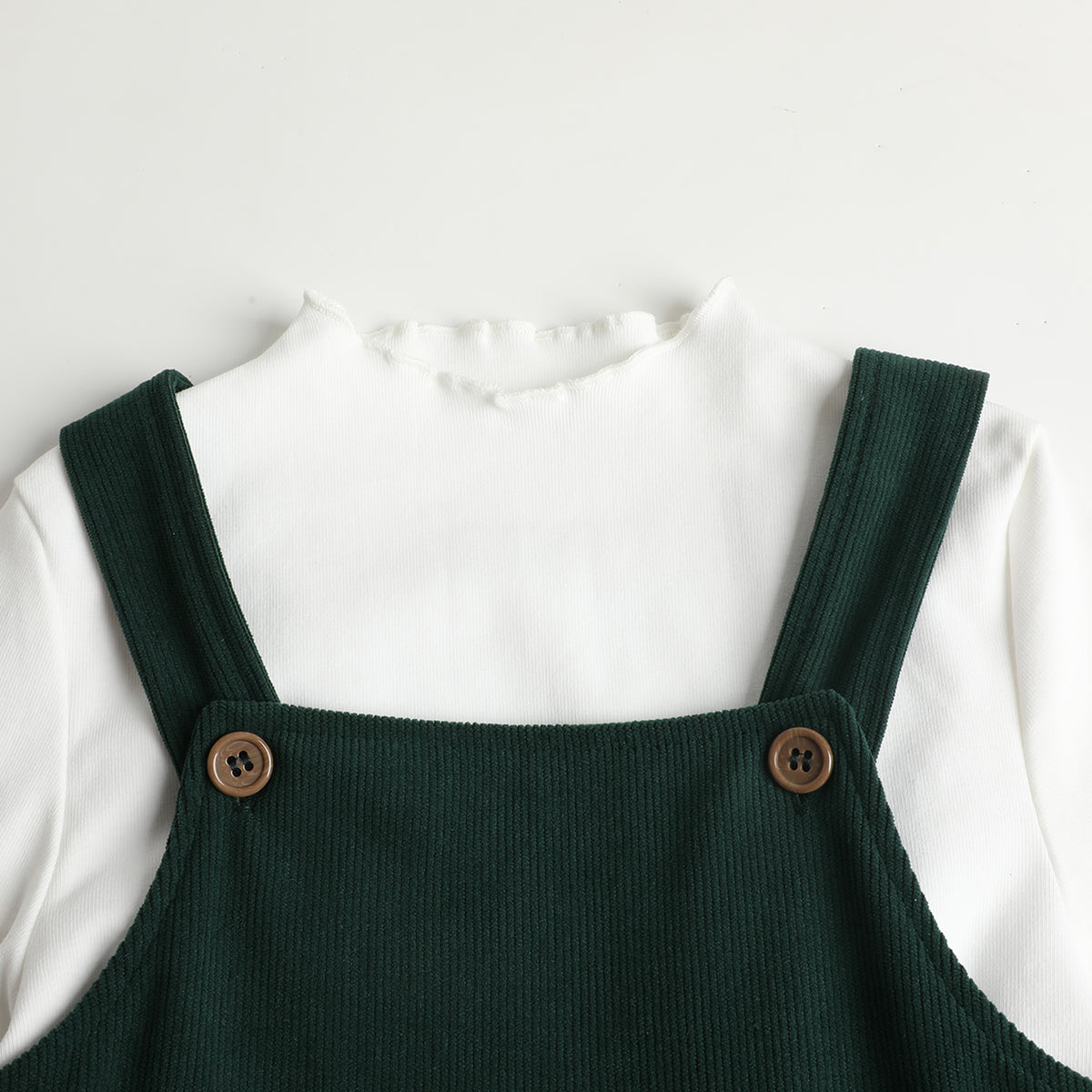 HILEELANG Toddler Dark Green Corduroy Overall Dress, Single Piece