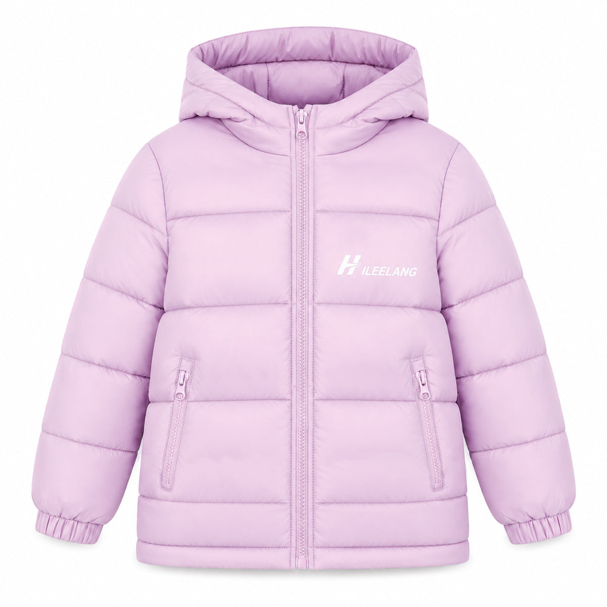 HILEELANG Kids Hooded Lightweight Puffer Jacket, ILEELANG Boys Girls Warm Quilted Winter Coat Lavender Purple