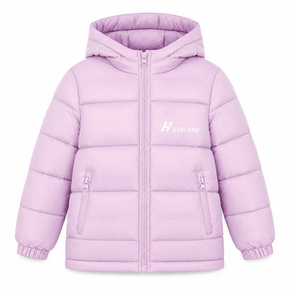 HILEELANG Kids Hooded Lightweight Puffer Jacket, ILEELANG Boys Girls Warm Quilted Winter Coat Lavender Purple