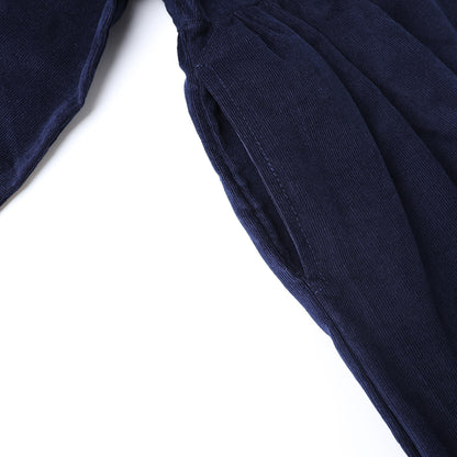 HILEELANG Toddler Girls 100% Cotton Long Sleeve Dress, Peter Pan Collar Contrast Trim Button Front Dress, Navy Blue, 4Y
