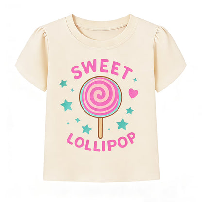 HILEELANG 2-7T Toddler/Little Girls 100% Cotton 3 Pack Cute Food Graphic Short Sleeve T-Shirt