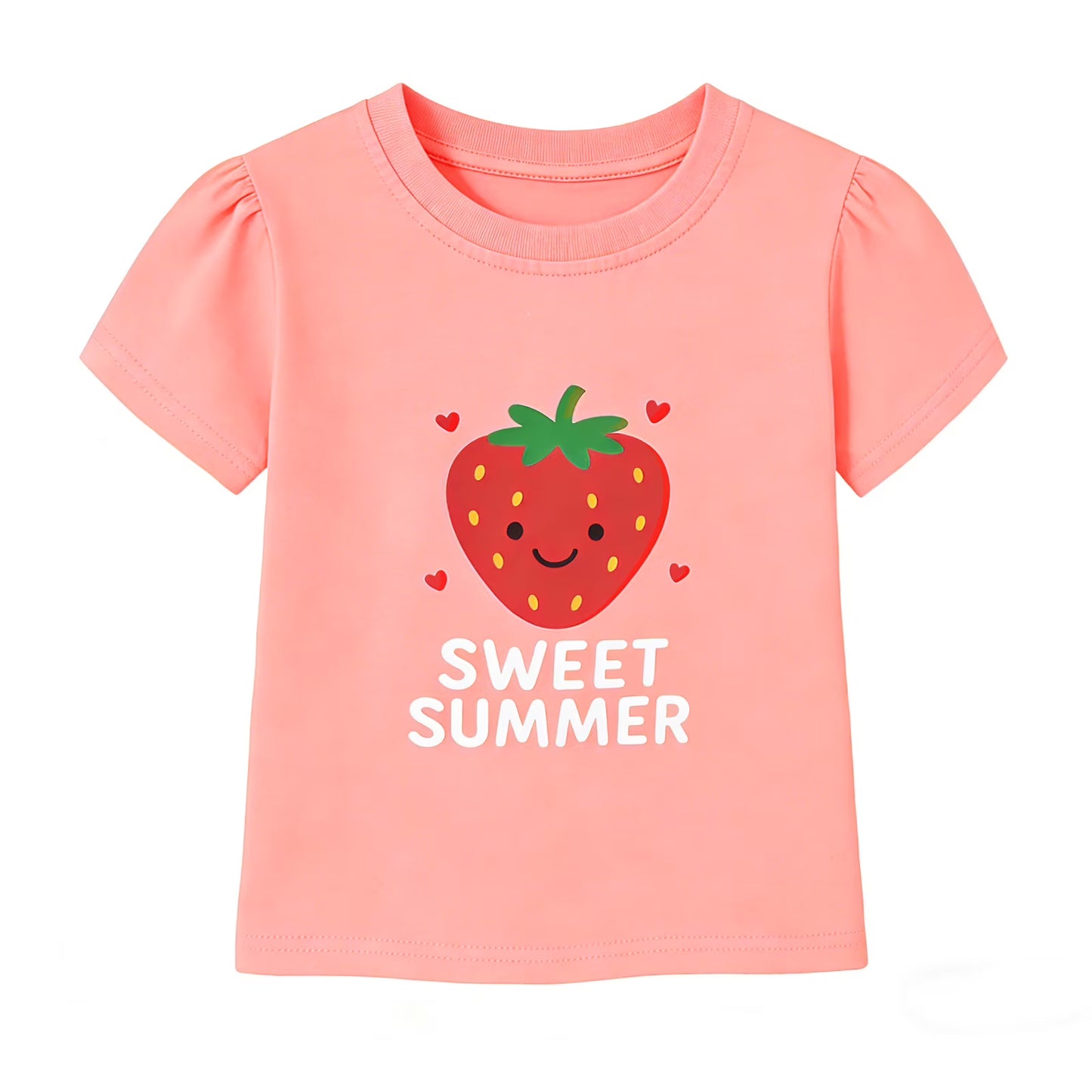HILEELANG 2-7T Toddler/Little Girls 100% Cotton 3 Pack Fruit Graphic Short Sleeve T-Shirt