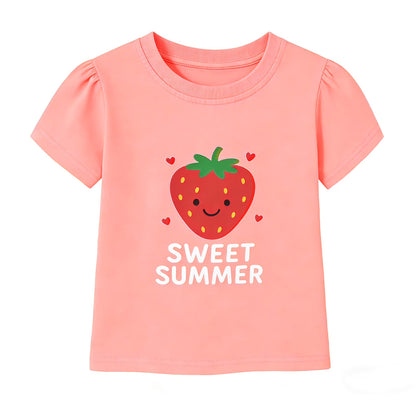 HILEELANG 2-7T Toddler/Little Girls 100% Cotton 3 Pack Fruit Graphic Short Sleeve T-Shirt