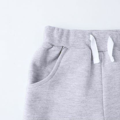 HILEELANG Toddler Boys' Cotton Shorts 3-Pack with Pockets, Grey/Green/Blue