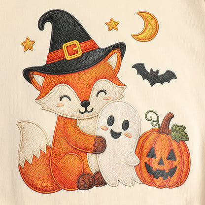 HILEELANG Toddler Boys Fox and Ghost Halloween Graphic Sweatshirt, Long Sleeve Crewneck Pullover Top, Sizes 2-7 Years