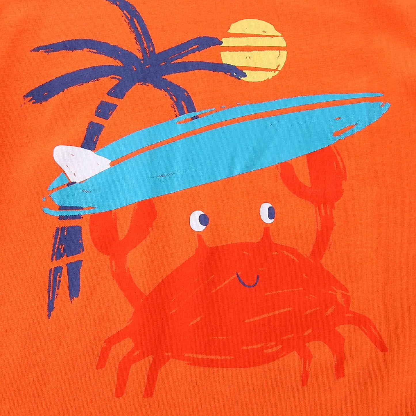 HILEELANG Toddler Boy Summer Short Clothes Sets Outfits Easter Cotton Orange Crab Shirts Shorts Playwear