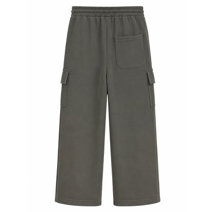 HILEELANG Big Boys Girls Dark Gray Wide Leg Cargo Sweatpants Fleece Pants
