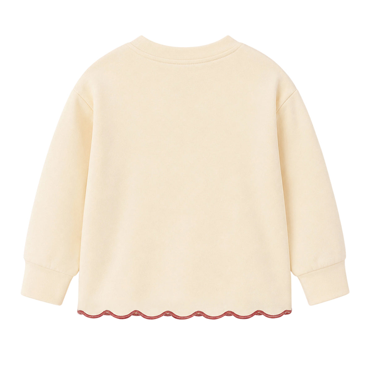 HILEELANG Girls 2-Piece Outfit Set, Bow Embroidered Sweatshirt and Flare Pants with Scalloped Trim, Cream, Ages 3Y