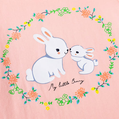 HILEELANG Toddler Girl Easter T-Shirt Leggings Outfit Set Summer Cotton Pink White Bunny Rabbit Ruffle Short Clothing Sets