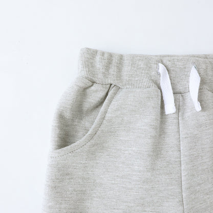 HILEELANG Toddler Boys' Cotton Shorts 3-Pack with Pockets, khaki/Grey/Navy