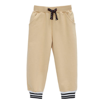 HILEELANG Toddler Boys Jogger Sweatpants 3-Pack, 100% Cotton French Terry Pants with Drawstring and Pockets,colors—black, Khaki, and navy