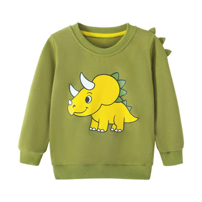 HILEELANG Toddler Boy（2-7Y) 2 Piece Cotton Pullover and Sweatpants Set with Dinosaur Applique, Green Fall Winter Clothes for Kids