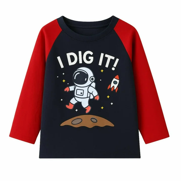 HILEELANG Toddler Boys（2Y-7Y) Shirt 3-Pack Excavator Graphic Long-Sleeve Tees Winter Cotton Casual Crewneck T-Shirts
