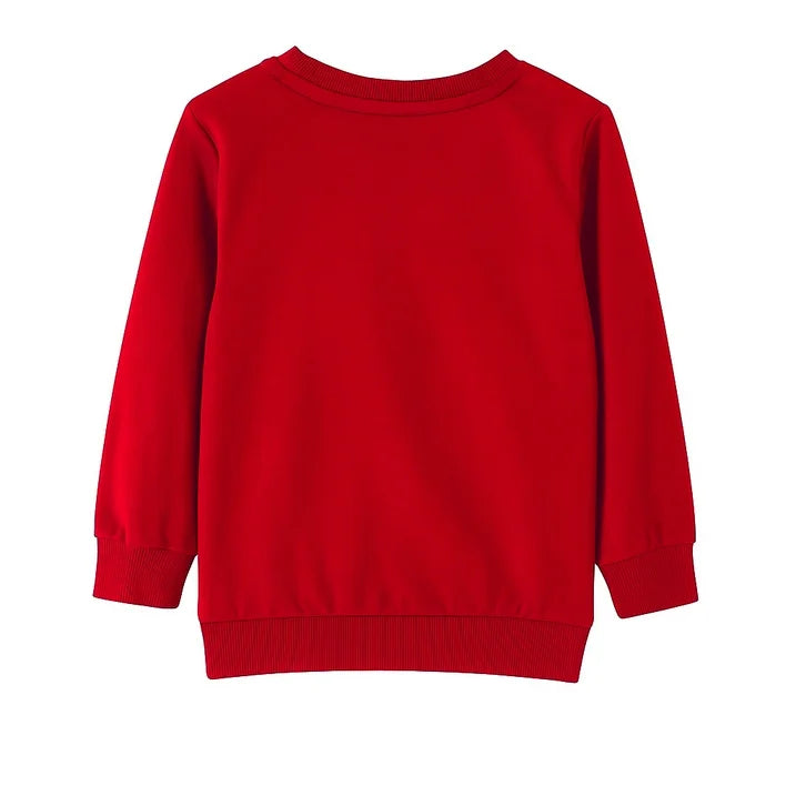 HILEELANG Kids Christmas Sweatshirt, Cotton Pullover Top with Santa Claus Appliqué, Unisex Holiday Long Sleeve Shirt for Toddler Girls
