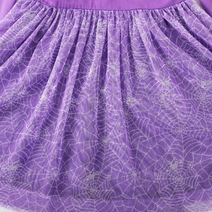 HILEELANG Toddler Girls Halloween Dress 2–7Y, Long Sleeve Pumpkin Ghost Black Cat Print Tulle Skirt with Witch Hat 2 years old