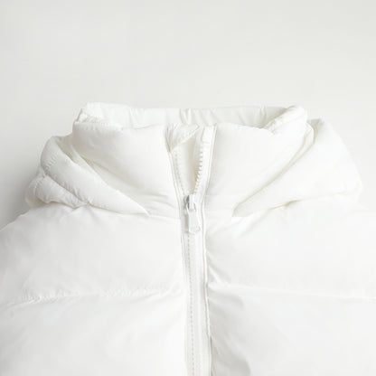 HILEELANG 6-16Y Girls Off-White Outerwear Coat, Hooded Short Puffer Jacket for Winter