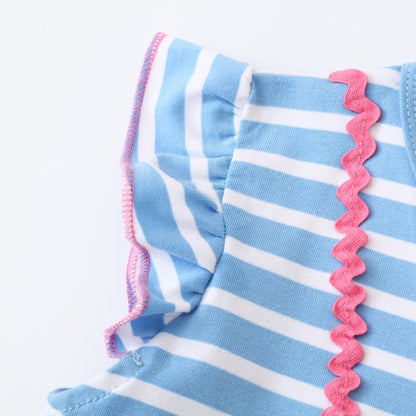 HILEELANG Toddler Girls Cotton Dress Sleeveless Casual Summer Striped Basic Shirt Blue Striped Unicorn Jumpskirt Playwear Dresses