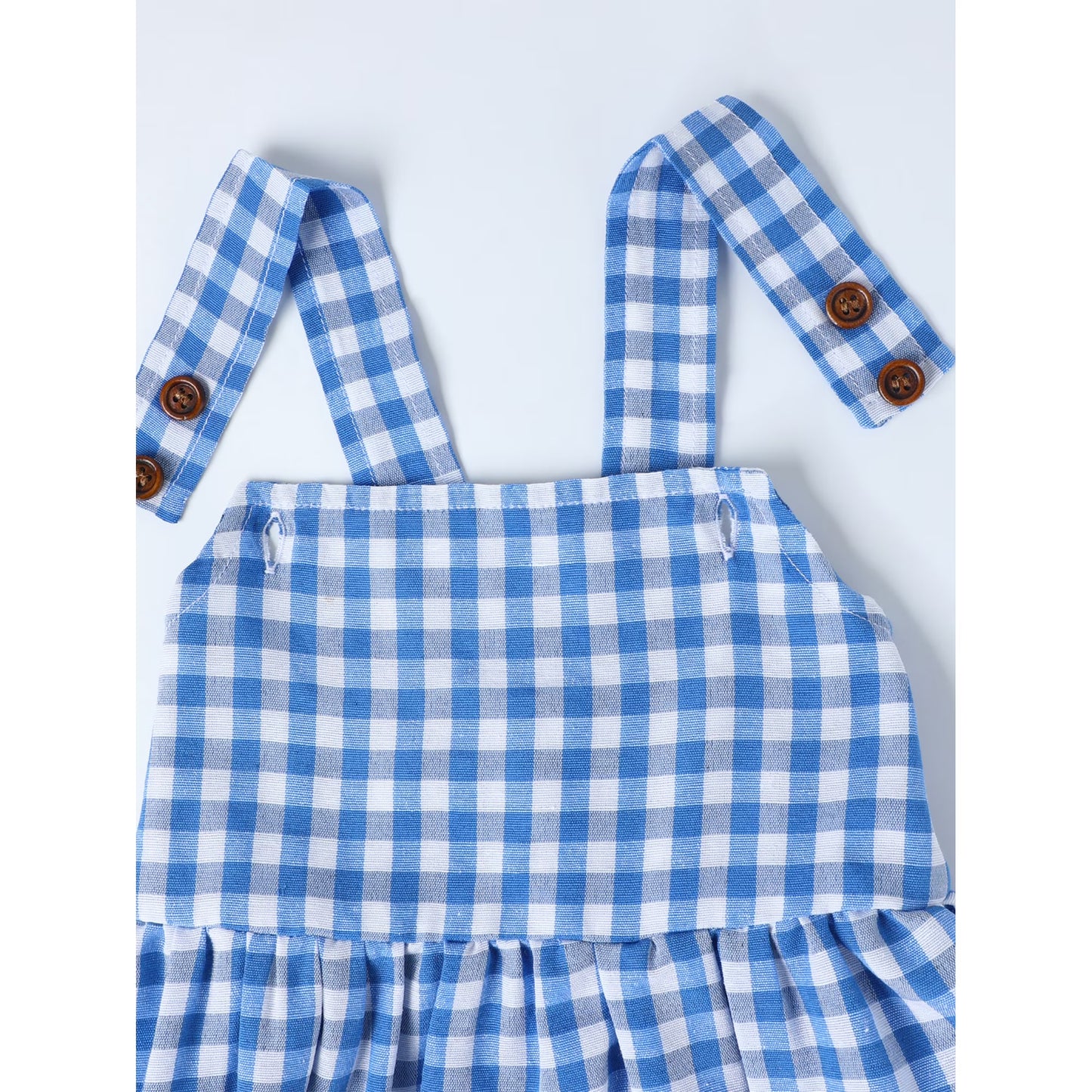 HILEELANG 2-7T Toddler/Little Girls Navy Gingham 100% Cotton Dress