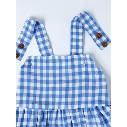 HILEELANG 2-7T Toddler/Little Girls Navy Gingham 100% Cotton Dress
