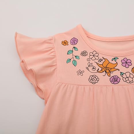 HILEELANG Girls Cotton Tiered Dress Flutter Ruffle Sleeve Summer Swing Sundress Birthday Party Casual Outfit Colorblock
