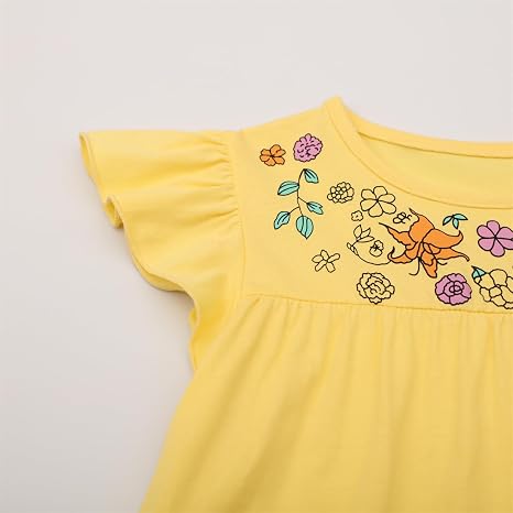 HILEELANG Girls Cotton Tiered Dress Flutter Ruffle Sleeve Summer Swing Sundress Birthday Party Casual Outfit Colorblock