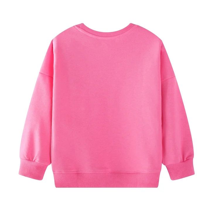 HILEELANG Toddler(2-7Y) Rose Pink Falling Shoulder Sleeves Sweatshirt Girls Star Print Pullover Fall Top