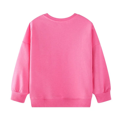 HILEELANG Toddler(2-7Y) Rose Pink Falling Shoulder Sleeves Sweatshirt Girls Star Print Pullover Fall Top
