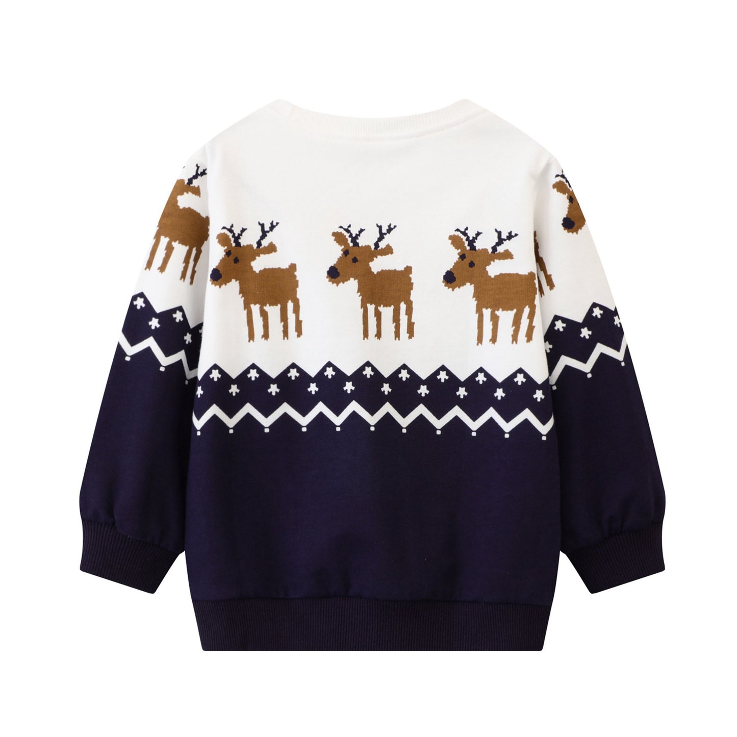 HILEELANG Toddler Boy(2-8Y) Sweatshirts Christmas Navy Blue Graphic Elk Pullover Cotton Crewneck Clothes