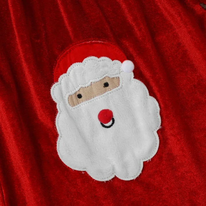 HILEELANG Toddler Girl Christmas Red Velvet Dress Long Sleeve Peter Pan Collar Elk Applique Party Dress with Hair Band
