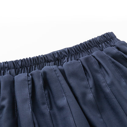 HILEELANG Little Girl School Uniform Pleated Scooter Skirt With Under Shorts Navy Blue Pull On Elastic Waist Skirt