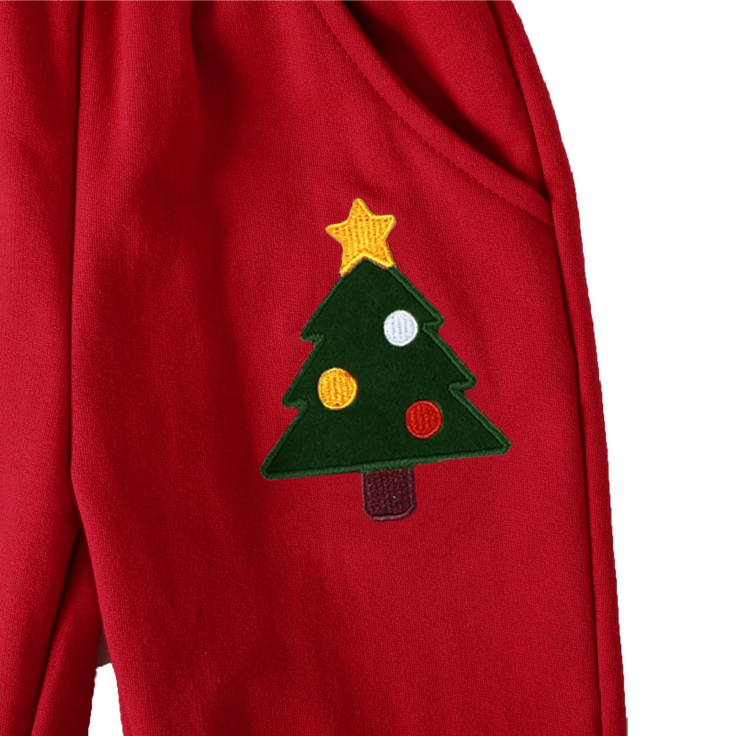 HILEELANG Toddler Boys Christmas Tree Embroidery Sweatshirt and Pants Set, 2 Piece Long Sleeve Outfit for Kids, Cotton Fall Winter Clothes