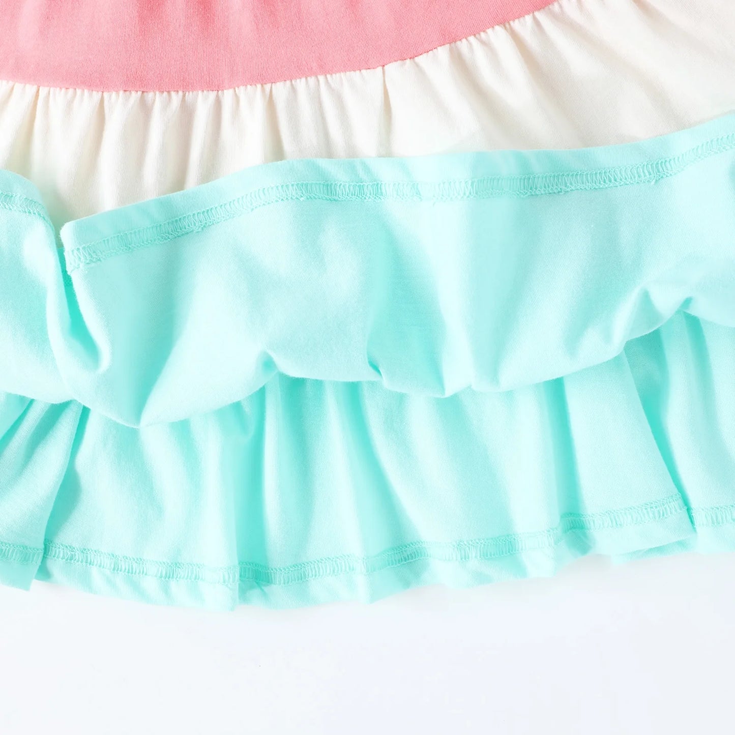 HILEELANG Toddler Girls 2-8T 100% Cotton Colorblock Tiered Dress Pink Colorblock Short Sleeve Casual Dress