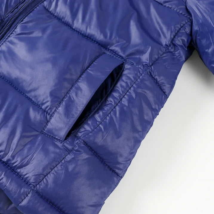 HILEELANG Toddler Boy Girl  (12M-7Y) Winter Puffer Jackets Coats Navy Blue Dinosaur Hooded Light Weight Padded Outerwear