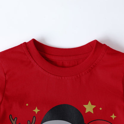 HILEELANG Kids Christmas Sweatshirt, Cotton Pullover Holiday Top with Santa Claus, Snowman and Reindeer Print, Unisex Long Sleeve Shirt for Toddler Boys Girls