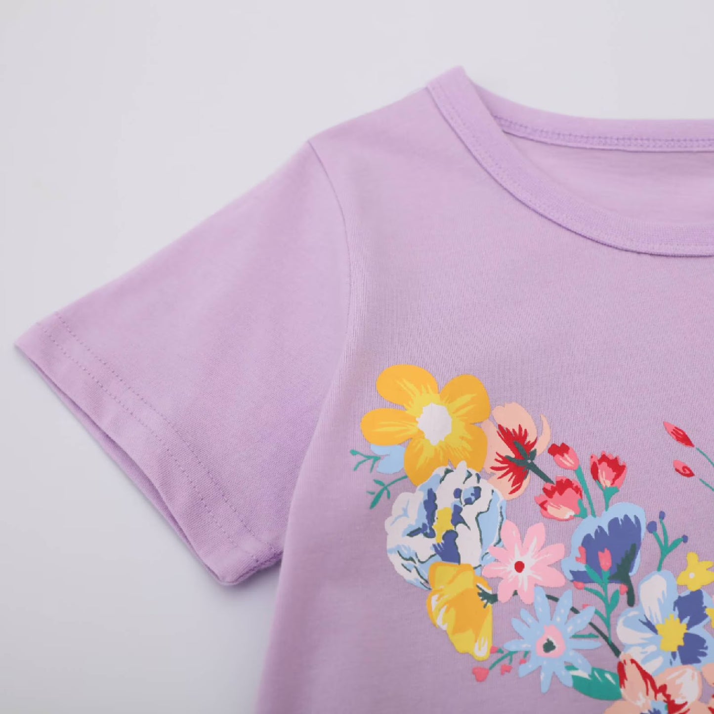 HILEELANG Big Kids Girls' Short Sleeve Tee Cotton Casual Crewneck Easter Butterfly Flowers Graphic Tops T-Shirts Purple Green 3 Packs Sets 10Years
