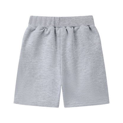 HILEELANG Toddler Boys' Cotton Shorts 3-Pack with Pockets, Grey/Black/Navy
