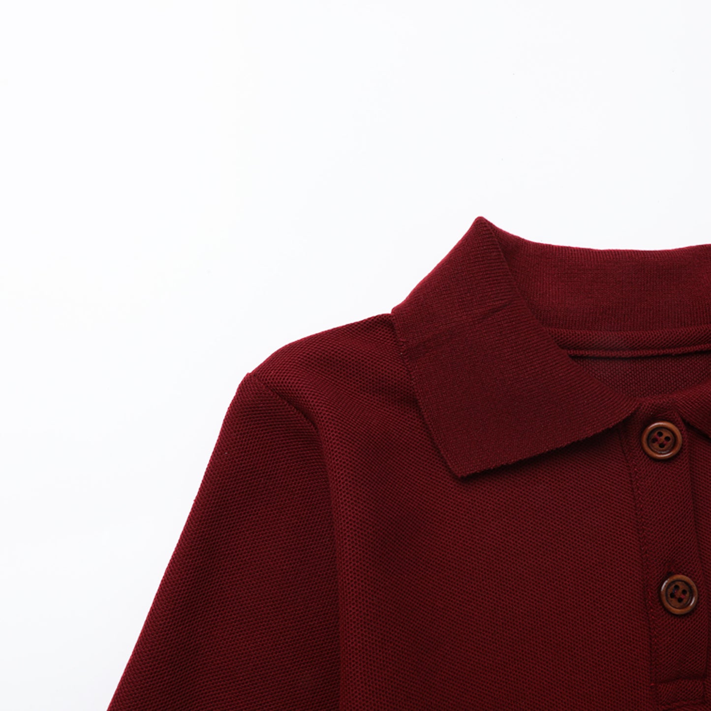 HILEELANG 4-13Y Girls Long Sleeve Polo Dress School Uniform Dress with Pockets Cotton Blend Pique Collared Dress Burgundy